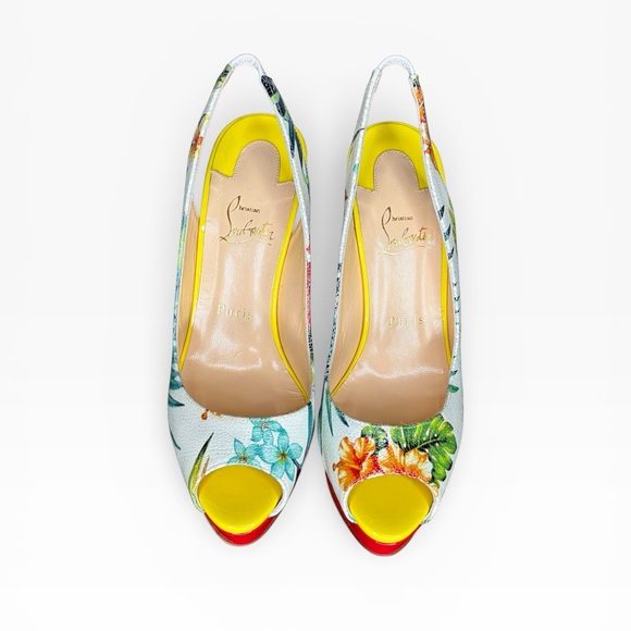 Christian Louboutin Yellow and Red Tropical Heels Size 38.5 - Picture 2 of 10